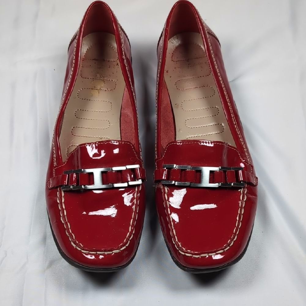 Easy Spirit Red Patent Leather Comfort Loafers